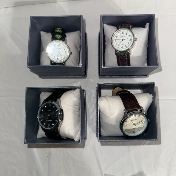 Set Of 4 Strada Mens Watches With Assorted Strap Designs - Picture 1 of 6